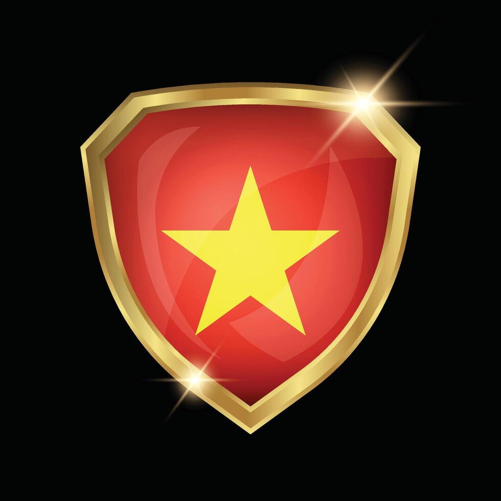 Vietnam Flag Golden Shield Logo vector