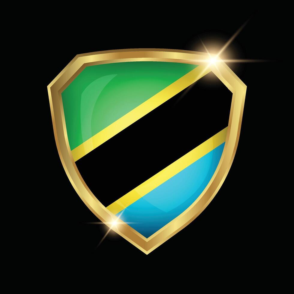 Tanzania Flag Golden Shield Logo vector