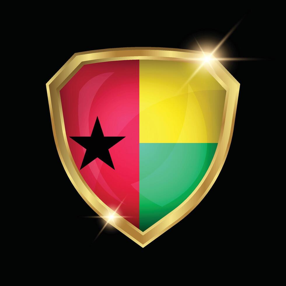 Guinea Bissau Flag Golden Shield Logo vector