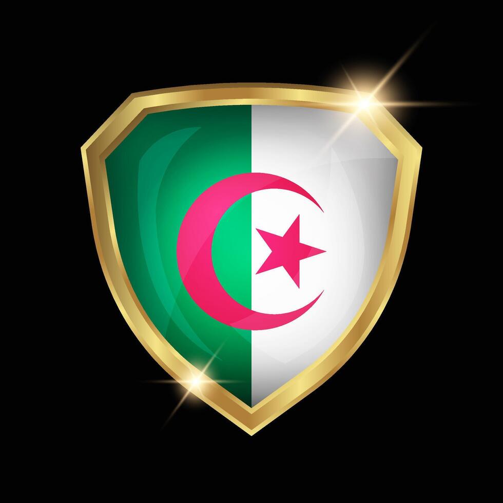 Algeria Flag Golden Shield Logo vector