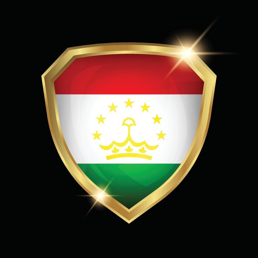 Tajikistan Flag Golden Shield Logo vector