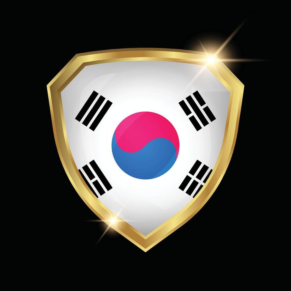 South Korea Flag Golden Shield Logo vector