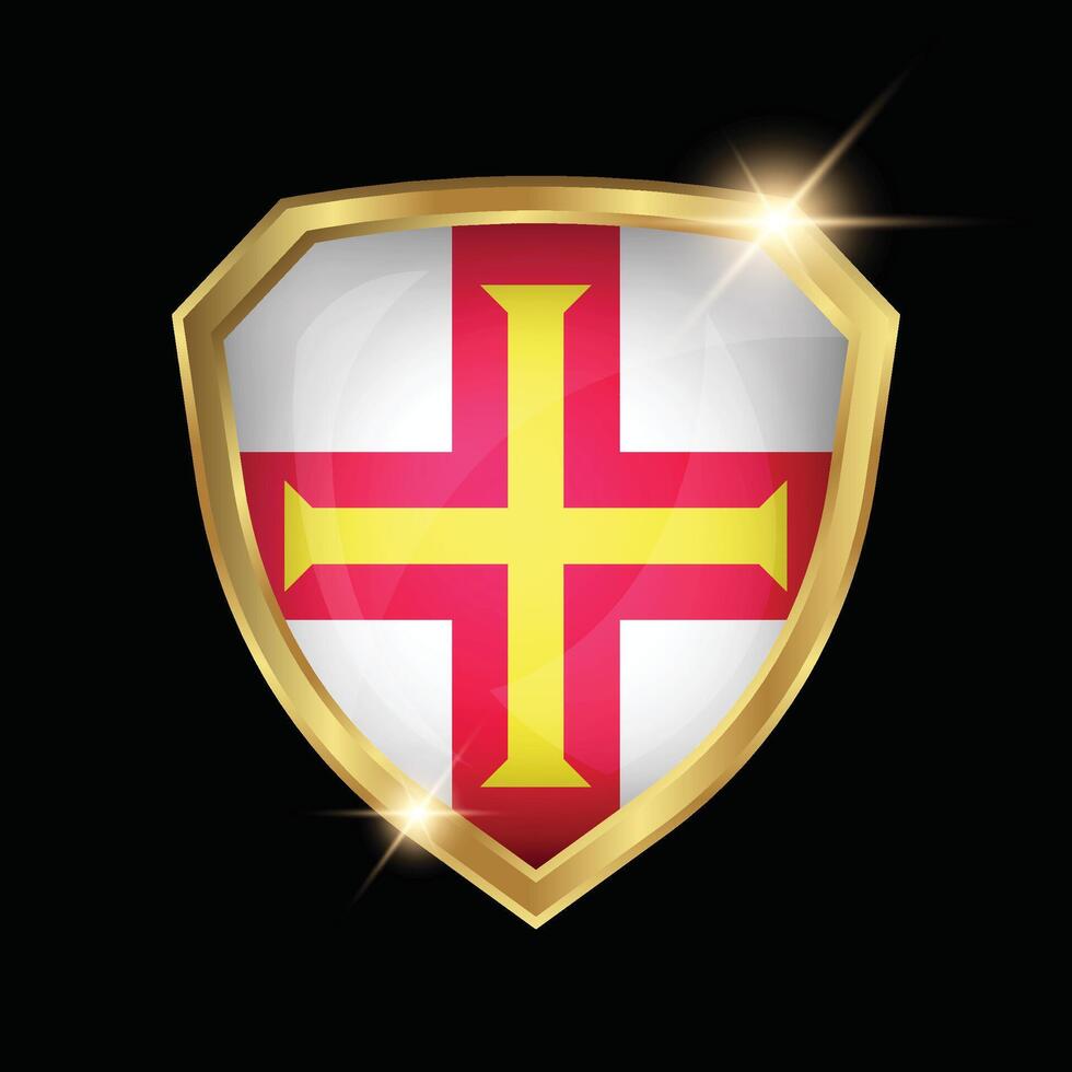 Guernsey Flag Golden Shield Logo vector