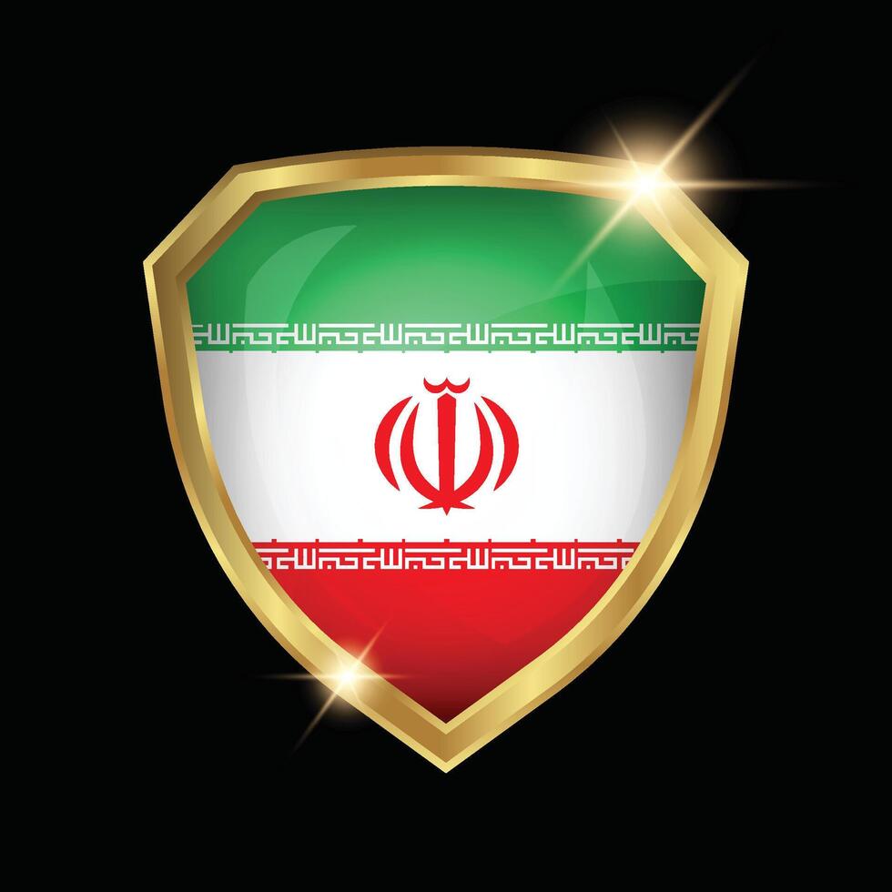Iran Flag Golden Shield Logo vector