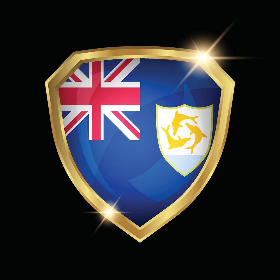 Anguilla Flag Golden Shield Logo vector