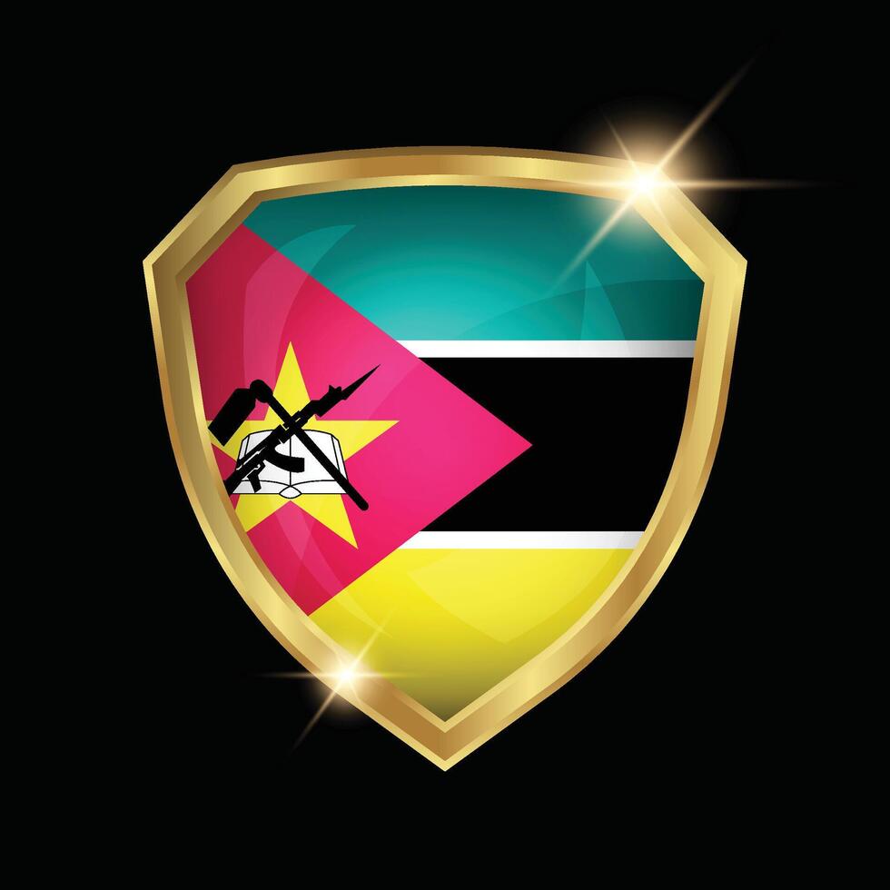 Mozambique Flag Golden Shield Logo vector