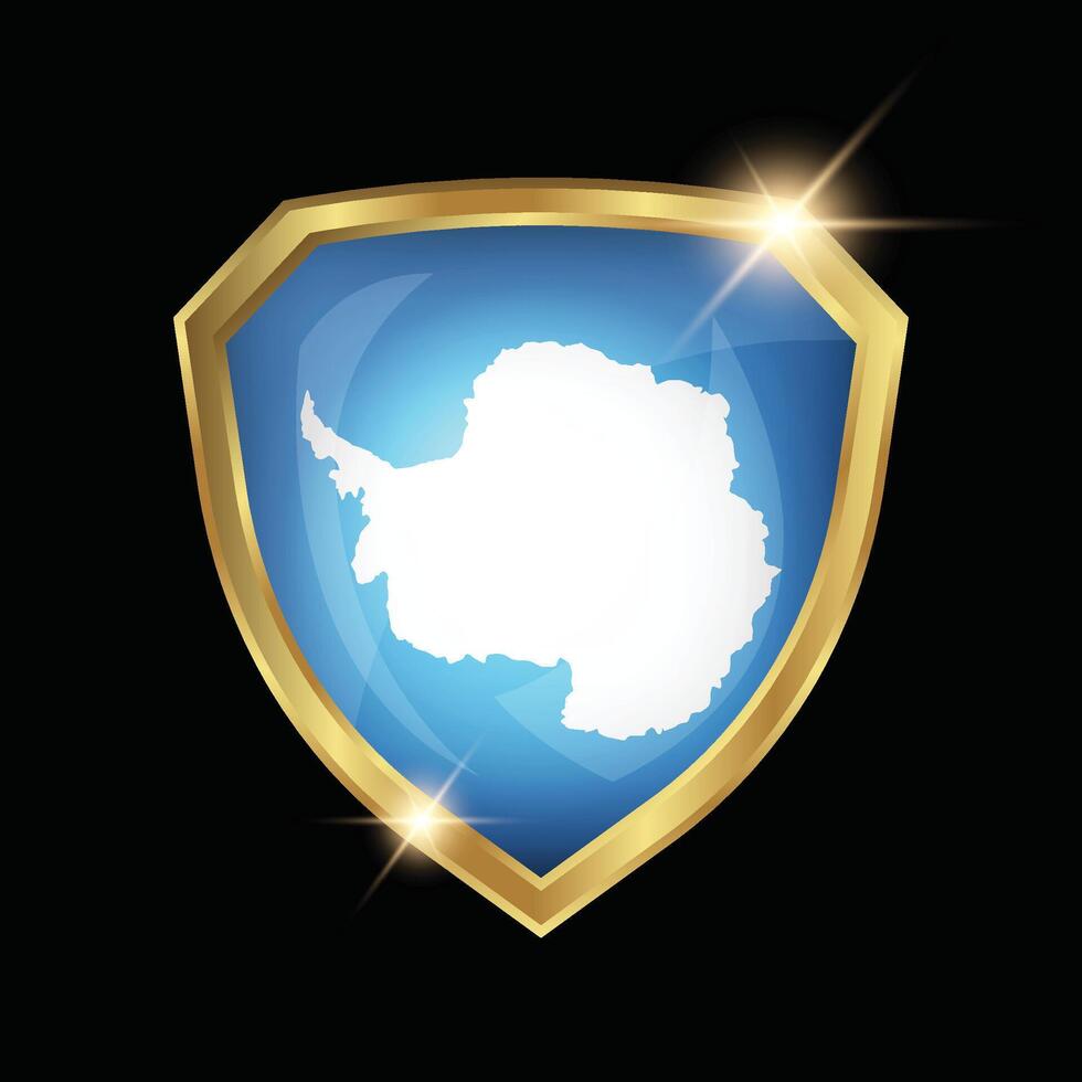 Antarctica Flag Golden Shield Logo vector