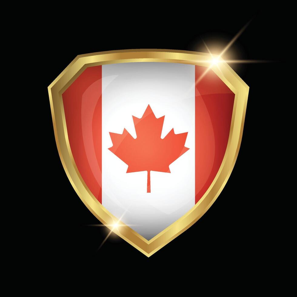 Canada Flag Golden Shield Logo vector