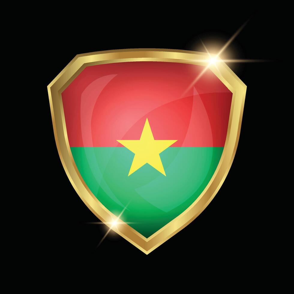 Burkina Faso Flag Golden Shield Logo vector