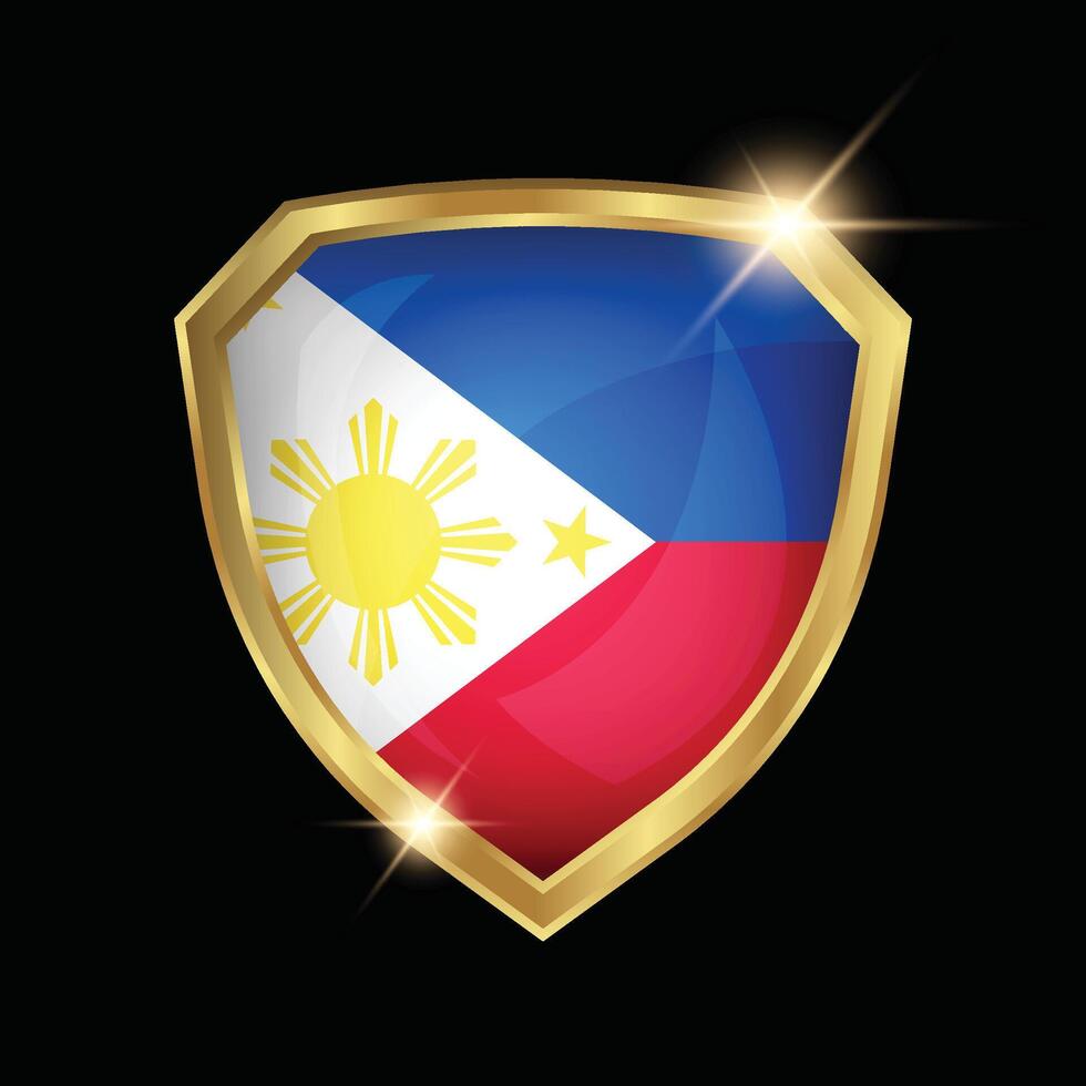 Philippines Flag Golden Shield Logo vector