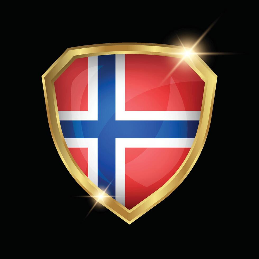 Norway Flag Golden Shield Logo vector