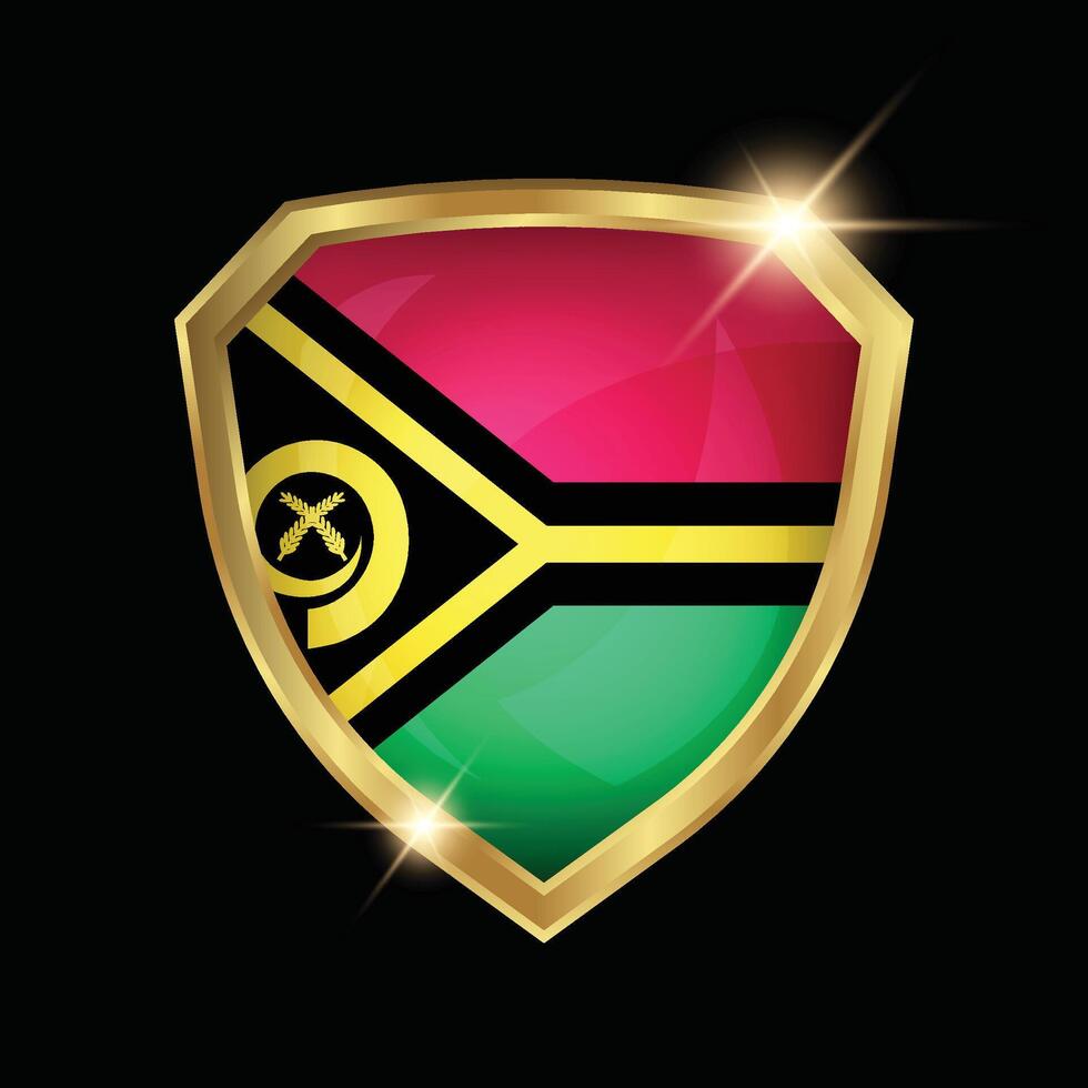 Vanuatu Flag Golden Shield Logo vector