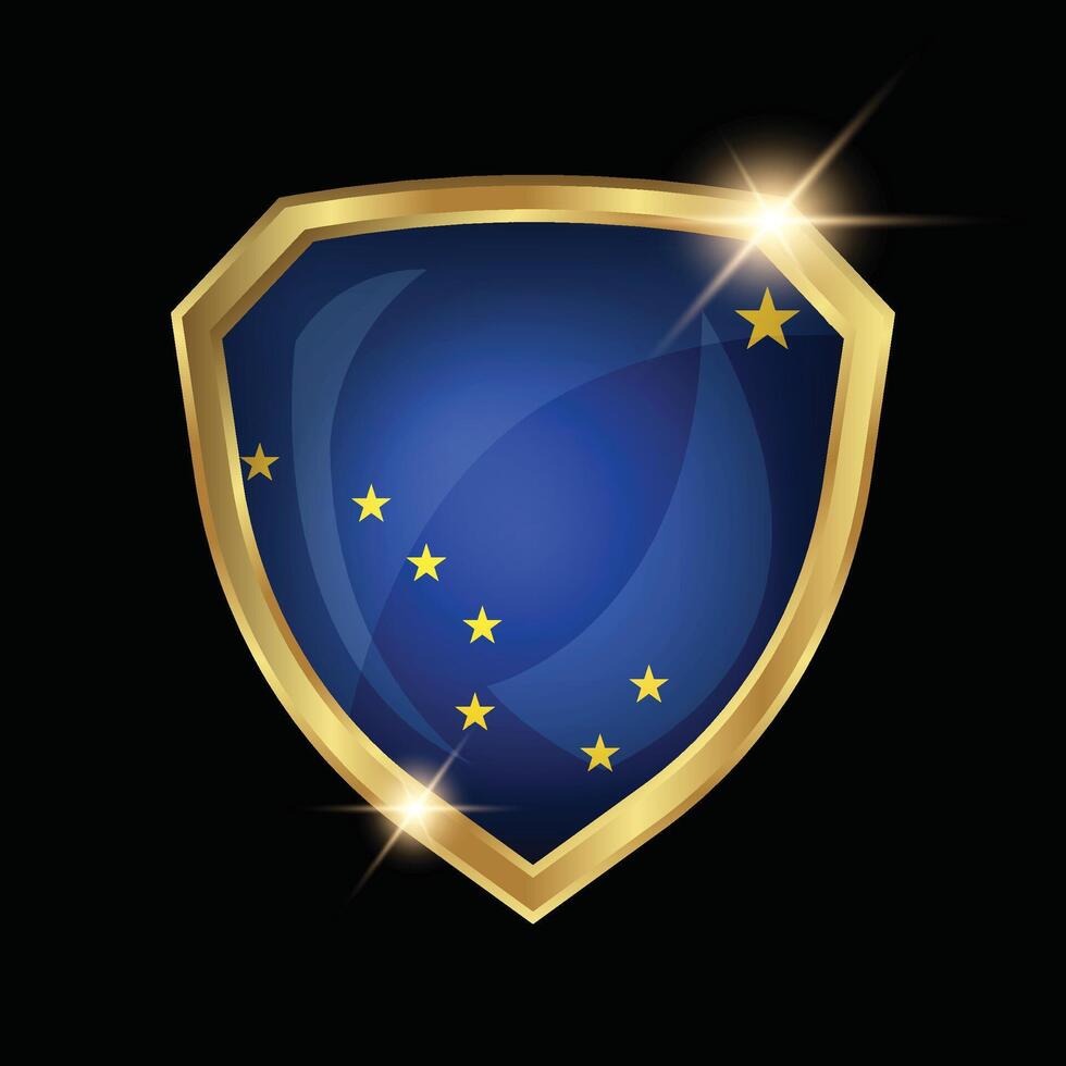 Alaska Flag Golden Shield Logo vector