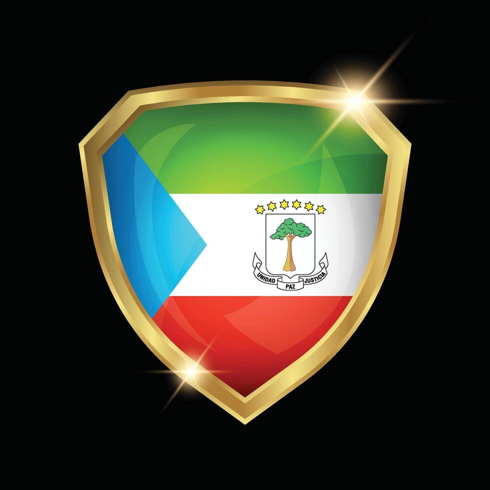 Equatorial Guinea Flag Golden Shield Logo vector