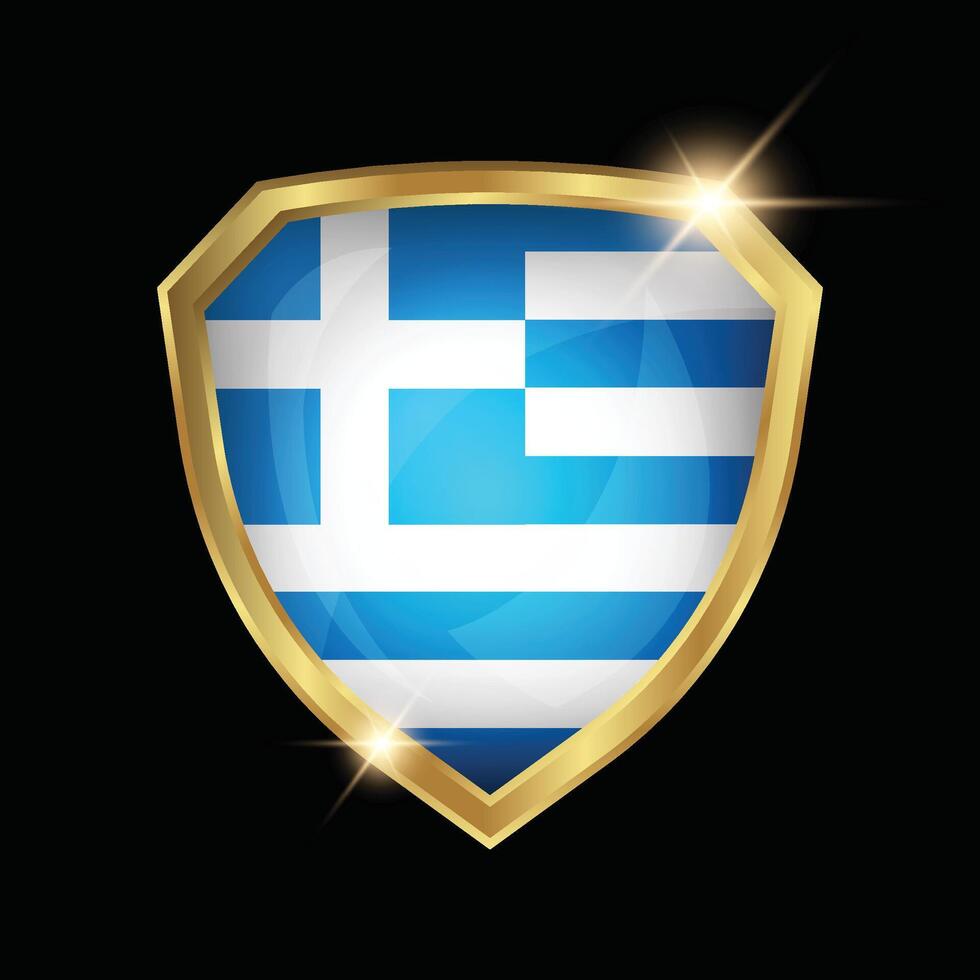 Greece Flag Golden Shield Logo vector