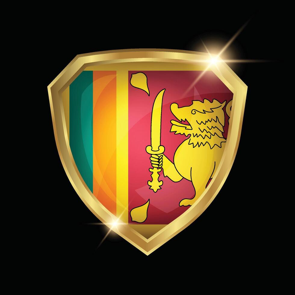 Sri Lanka Flag Golden Shield Logo vector