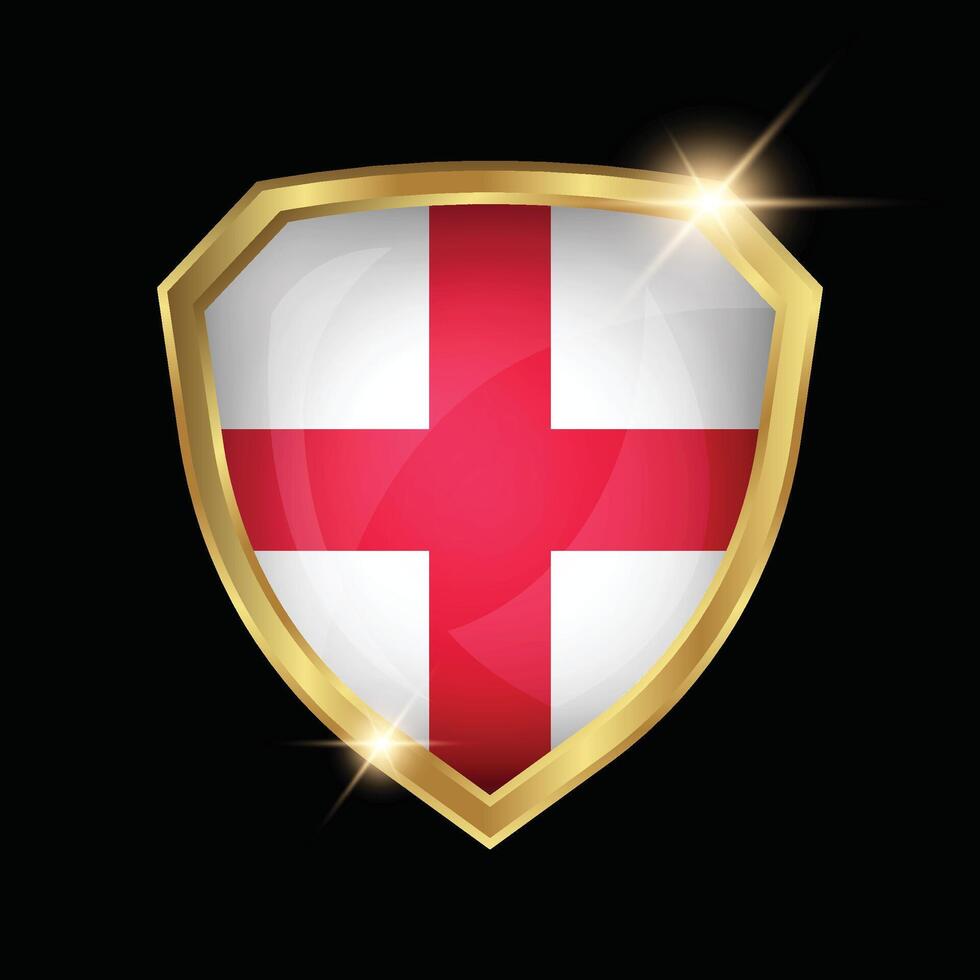 England Flag Golden Shield Logo vector