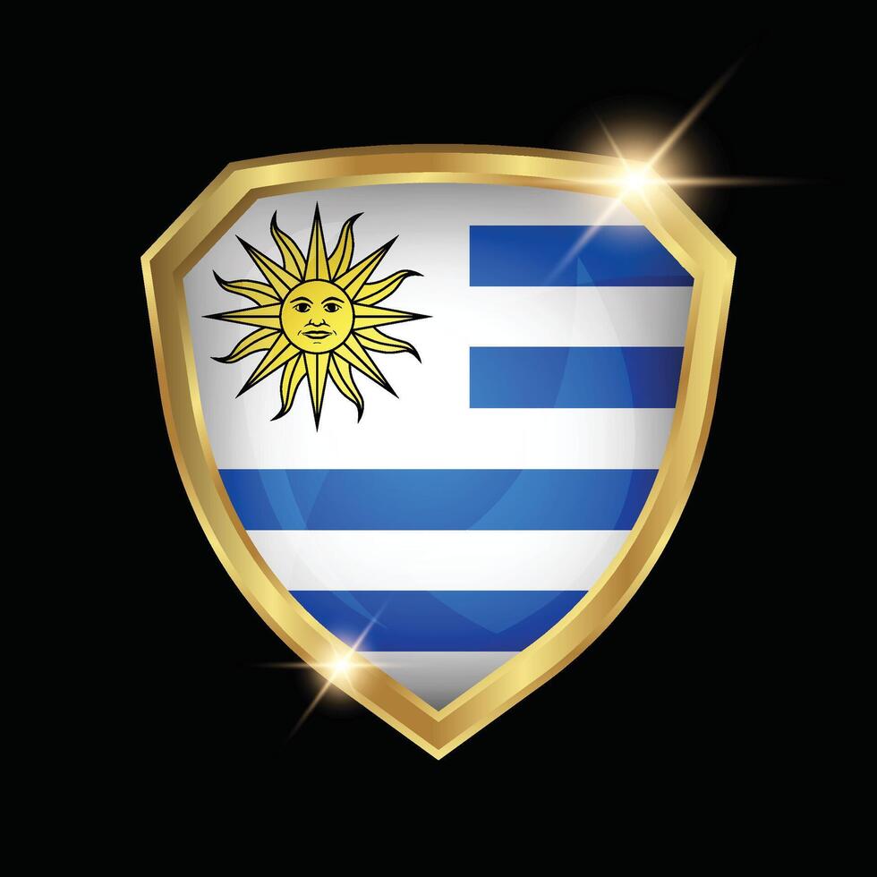 Uruguay Flag Golden Shield Logo vector