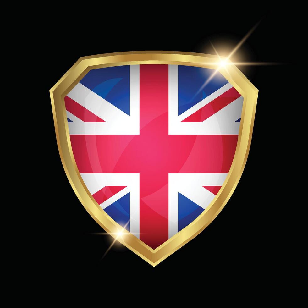 United Kingdom Flag Golden Shield Logo vector