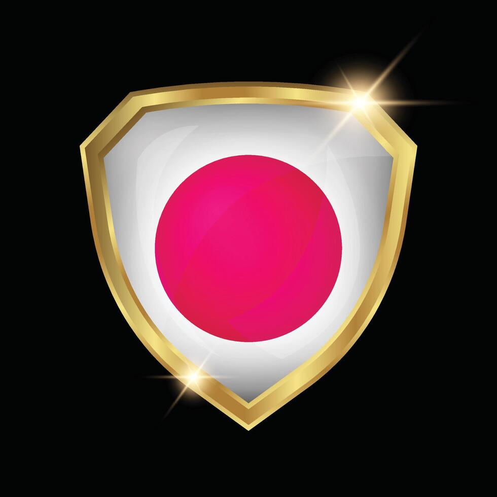 Japan Flag Golden Shield Logo vector
