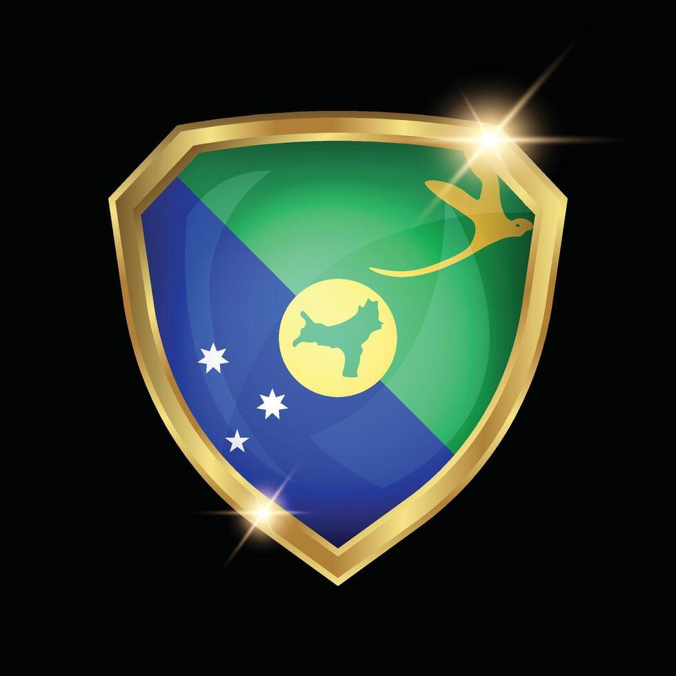 Christmas Island Flag Golden Shield Logo vector