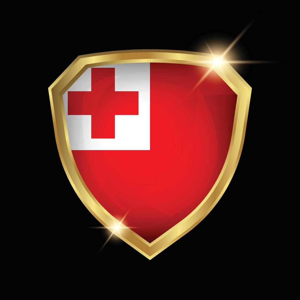 Tonga Flag Golden Shield Logo vector