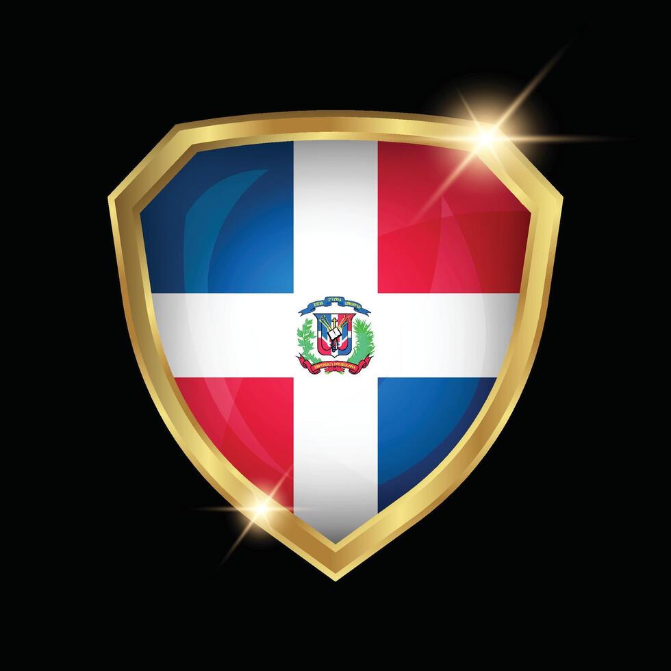 Dominican Republic Flag Golden Shield Logo vector