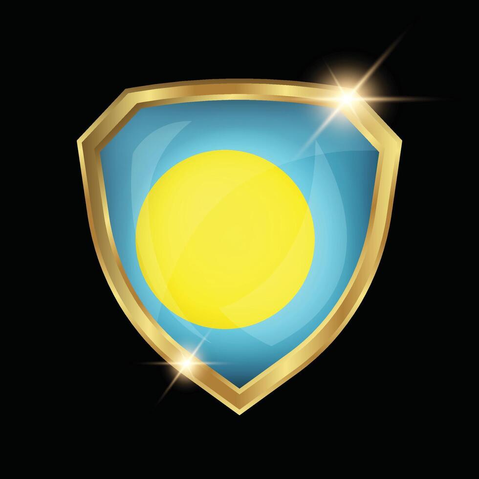 Palau Flag Golden Shield Logo vector