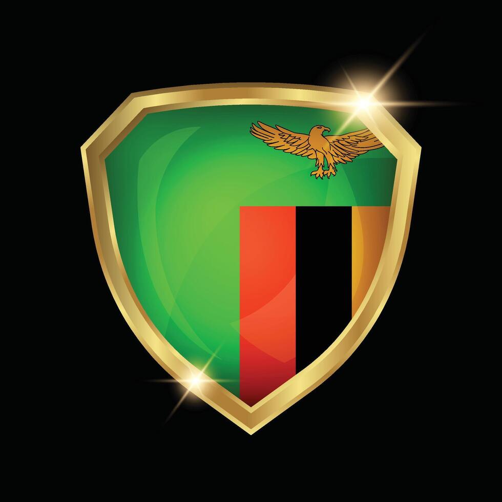 Zambia Flag Golden Shield Logo vector