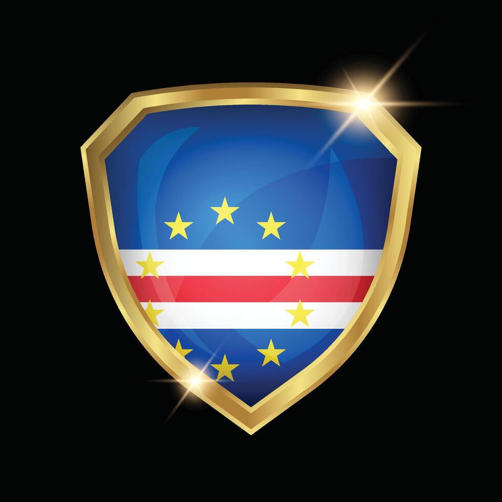 Cape Verde Flag Golden Shield Logo vector