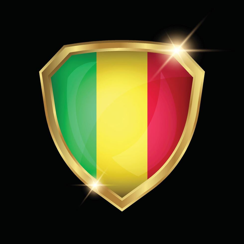 Mali Flag Golden Shield Logo vector