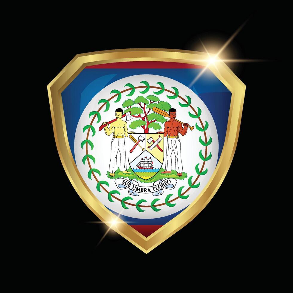 Belize Flag Golden Shield Logo vector