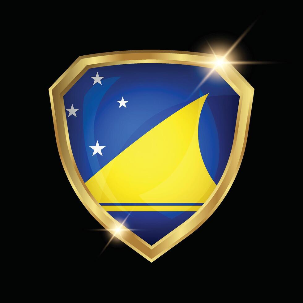 Tokelau Flag Golden Shield Logo vector