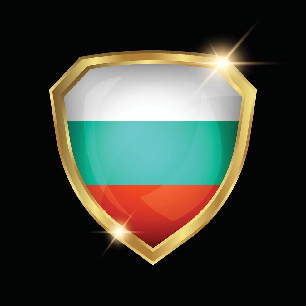 Bulgaria Flag Golden Shield Logo vector
