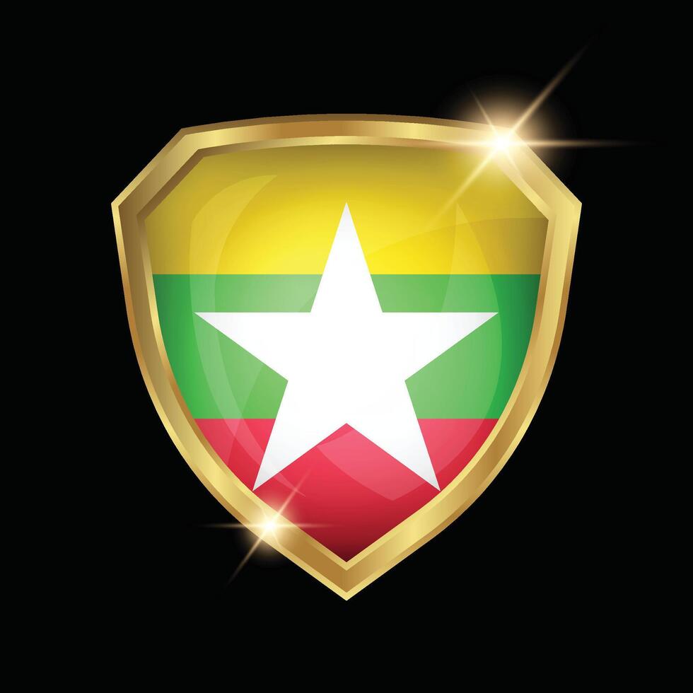 Myanmar Flag Golden Shield Logo vector
