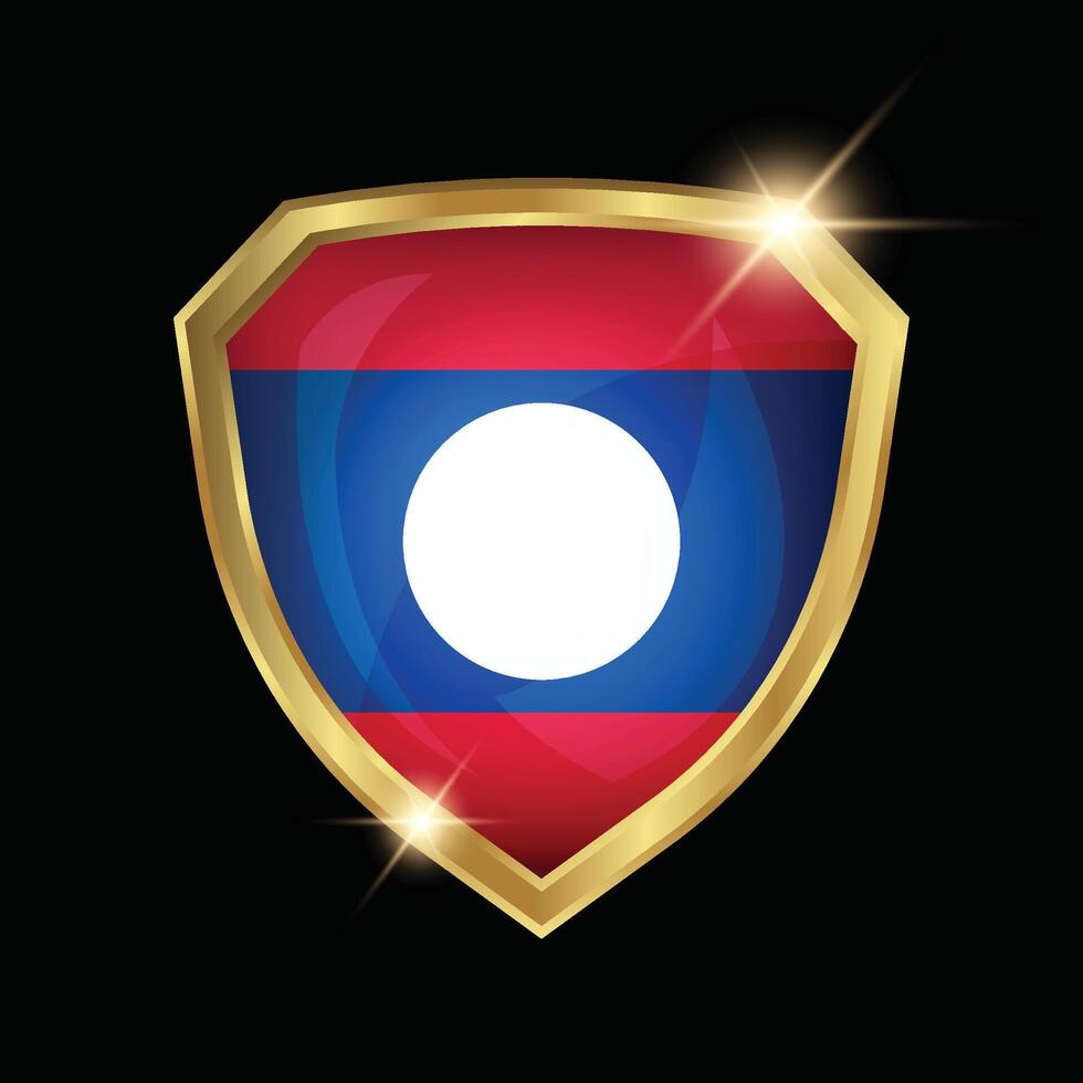 Laos Flag Golden Shield Logo vector