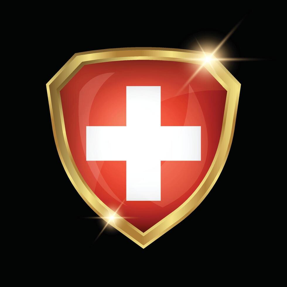 Switzerland Flag Golden Shield Logo vector