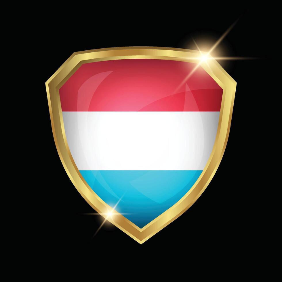 Luxembourg Flag Golden Shield Logo vector