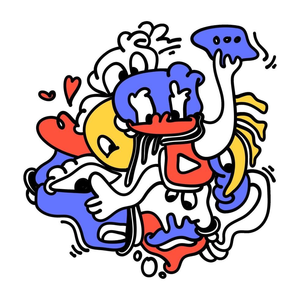Doodle Abstract Social Media. This doodle is perfect for use as an illustration for a variety of content, such as blogs, websites, social media, and marketing materials. vector