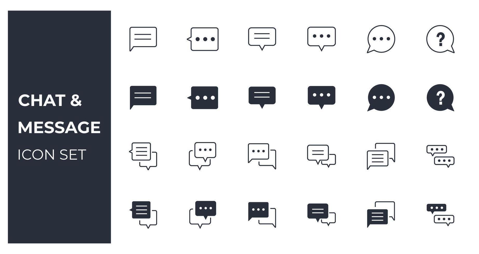 Chat message and speech bubble icon set vector