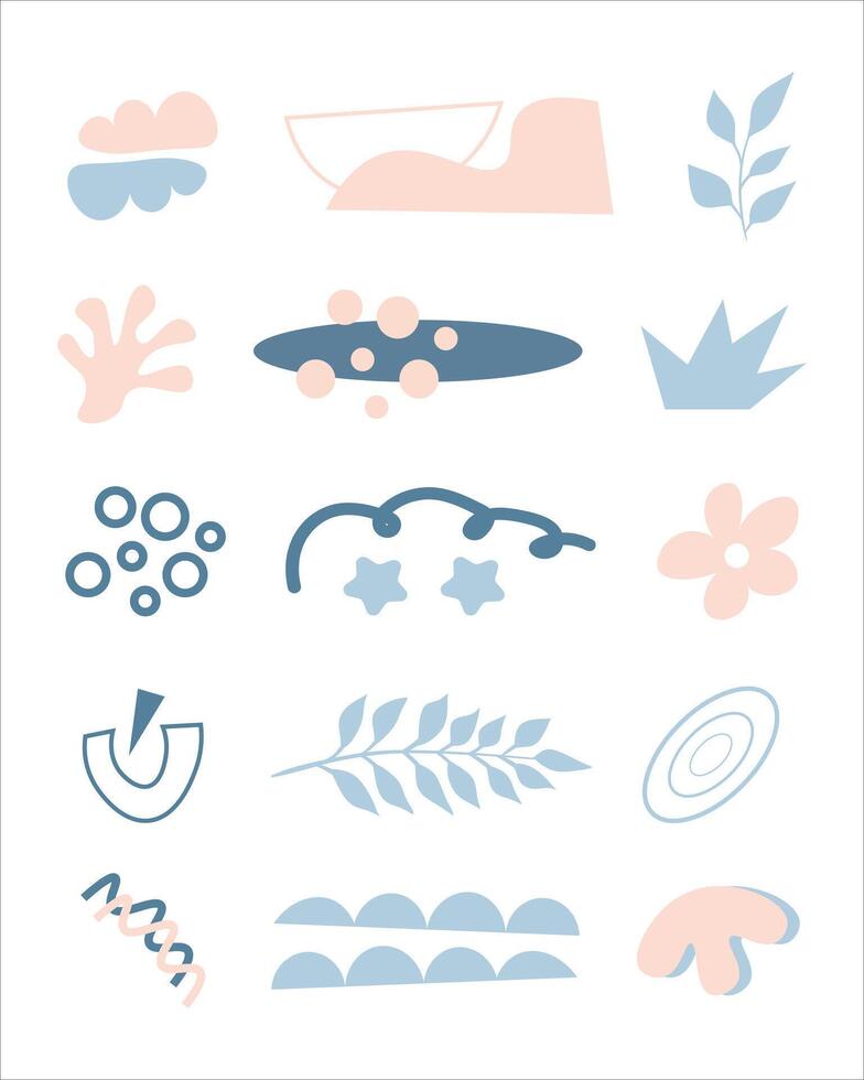 Abstract illustrative flat handraw element bundle vector
