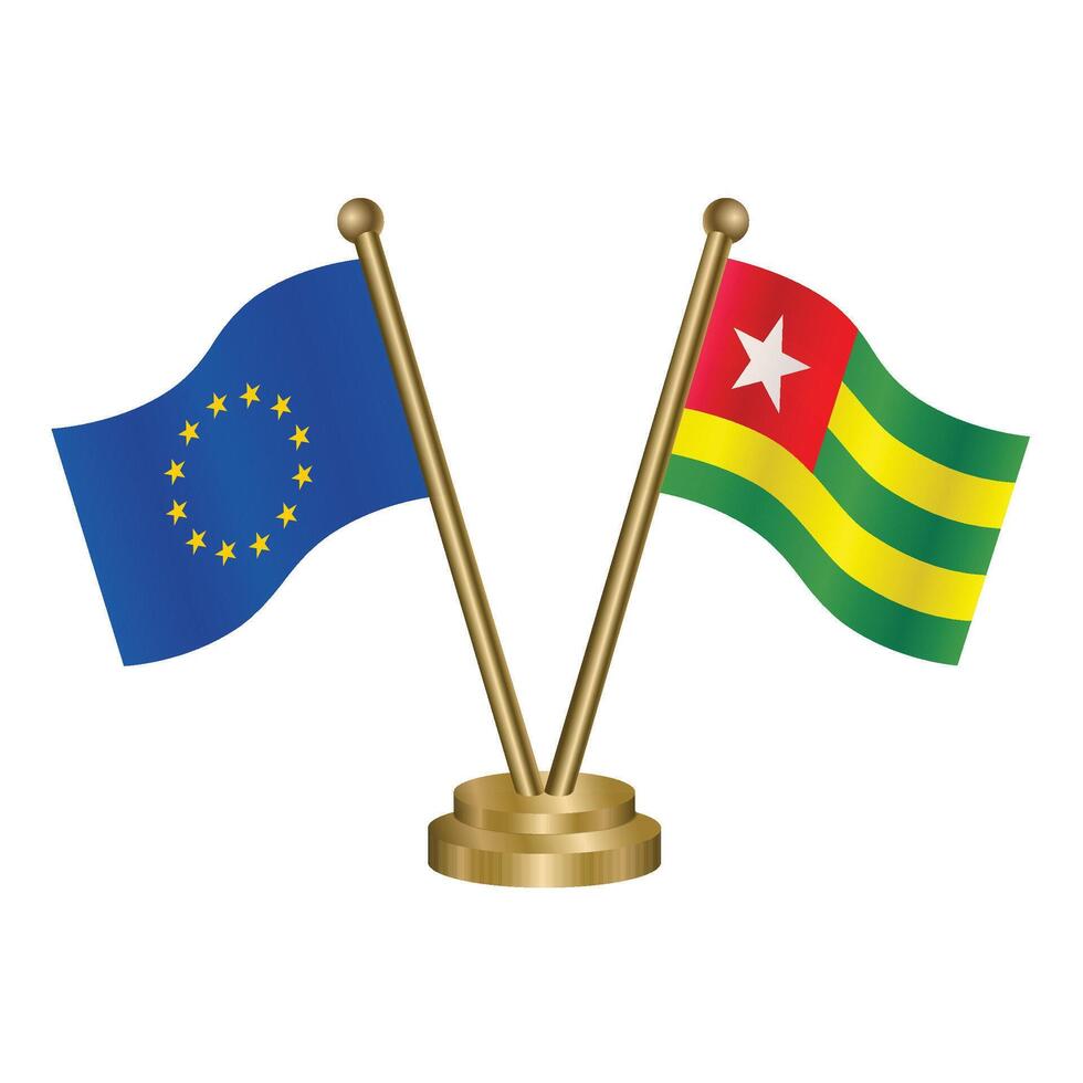 European Union and Togo table flags. vector