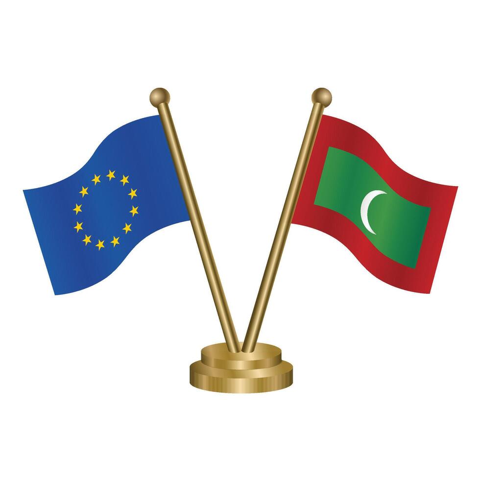 European Union and Maldives table flags. vector