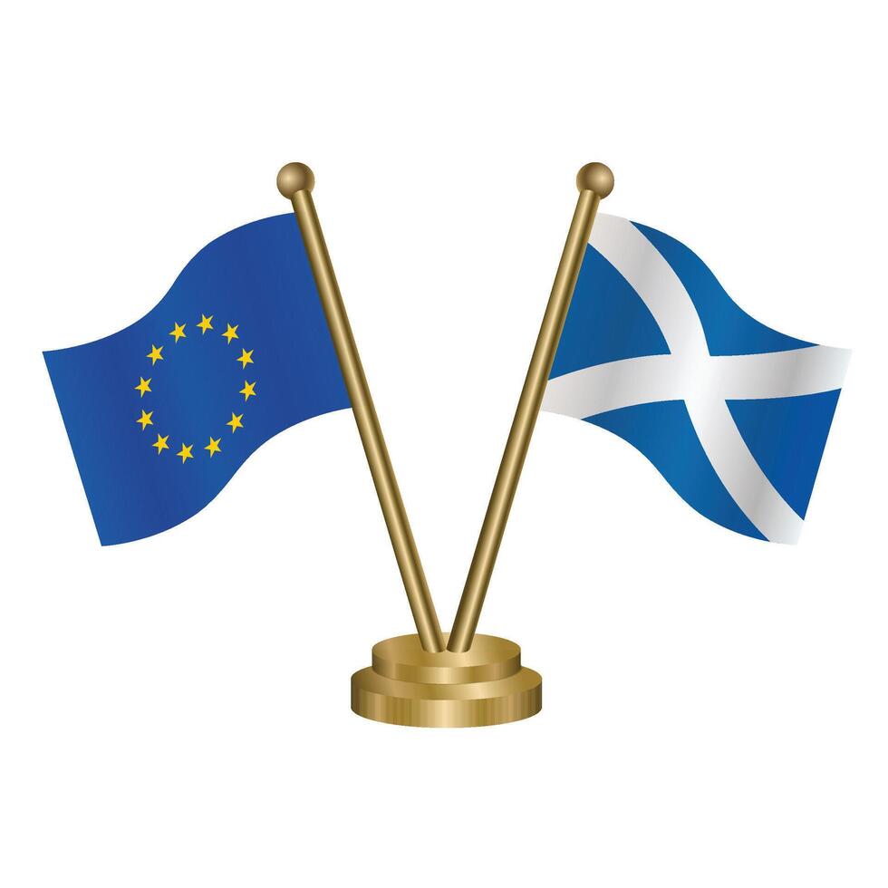 European Union and Scotland table flags. vector