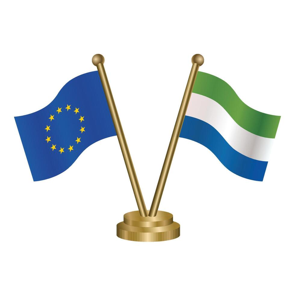 European Union and Sierra Leone table flags. vector