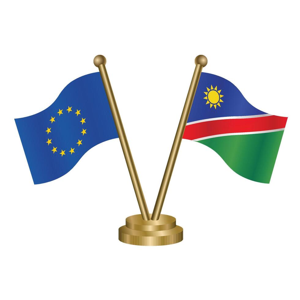 European Union and Namibia table flags. vector
