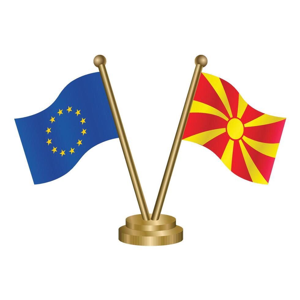 European Union and Macedonia table flags. vector