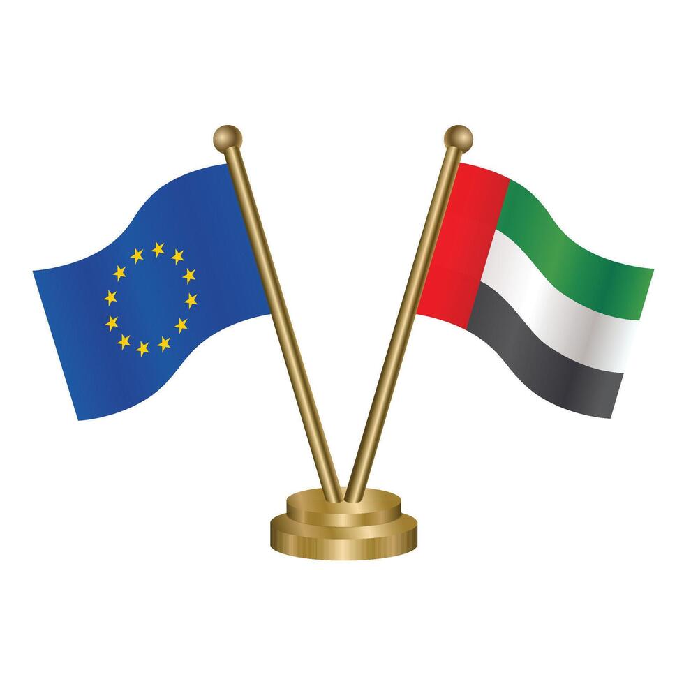 European Union and United Arab Emirates table flags. vector