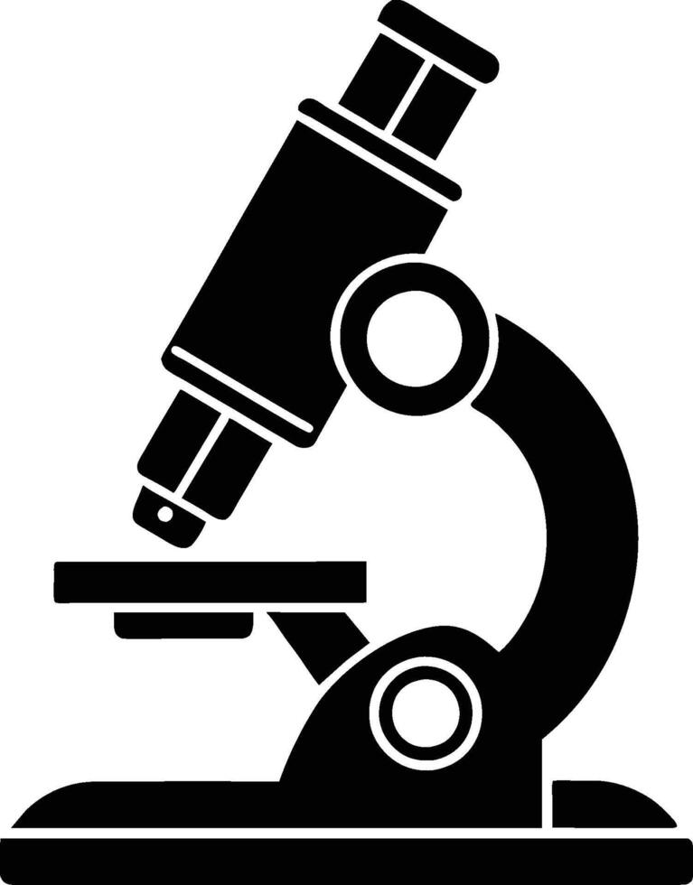 Microscope silhouette illustration, Microscope black and white vector