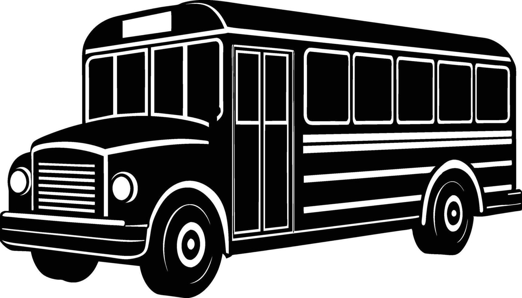 a monochrome silhouette illustration of a classic school bus vector